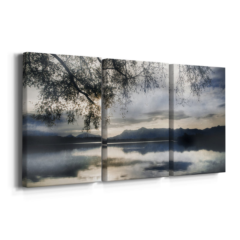 Staffelsee Lake - Toile tendue avec châssis de qualité supérieure - prête à être accrochée, H 12 po x l 24 po