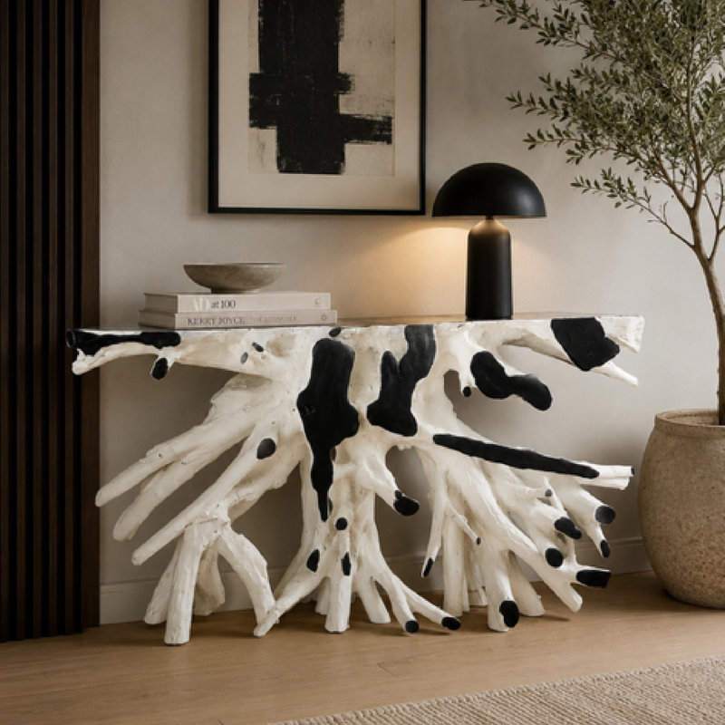 59'' Live Edge Teak Root Console Table