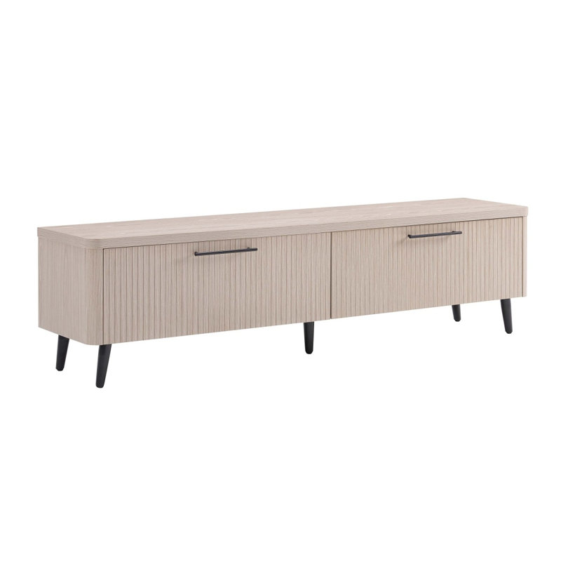 Jodie 69" Fluted TV Stand In Whitewashed Oak, Oak
