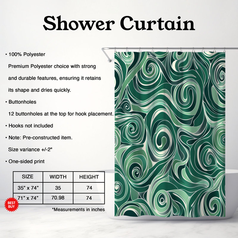 Brevoort Abstract Shower Curtain, 74"H x 71"W