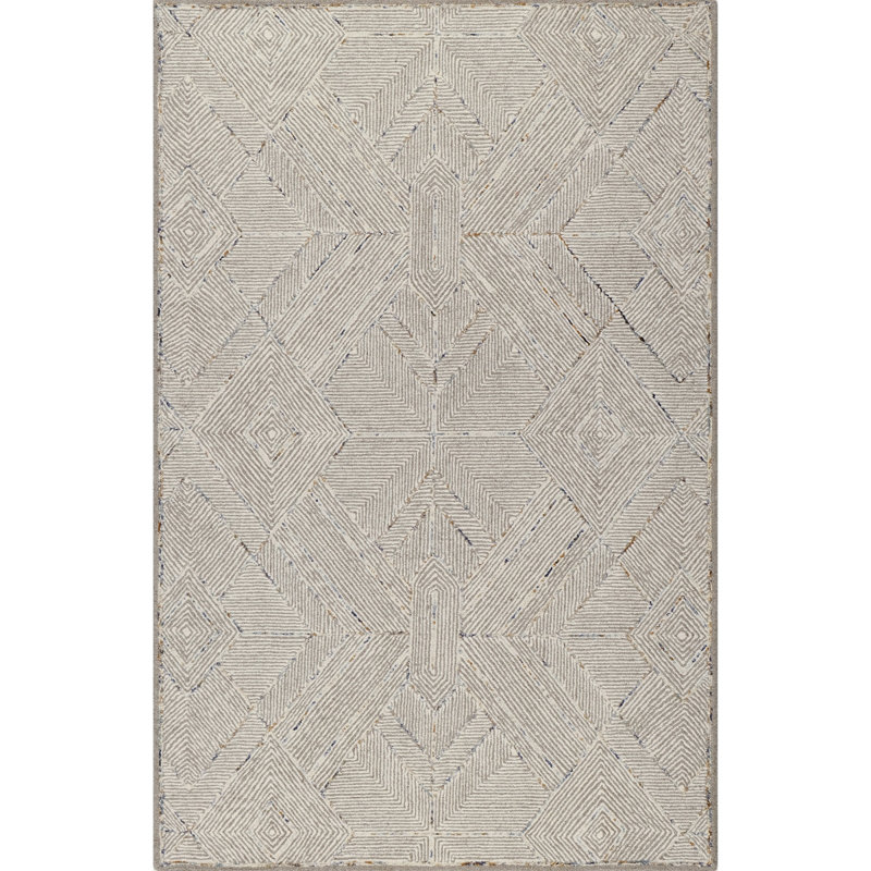 Pinnacle Hand-Tufted Wool Area Rug Geometric Stripe, 5'6" x 8'6"