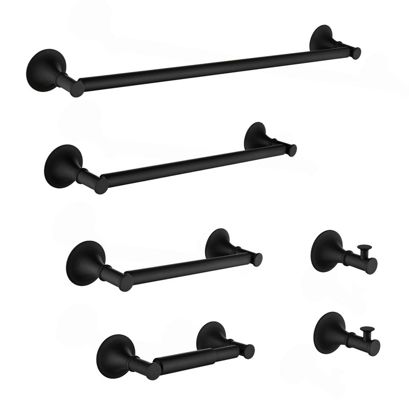 Ensemble de 6 serviettes en laiton pour salle de bain, Noir mat
