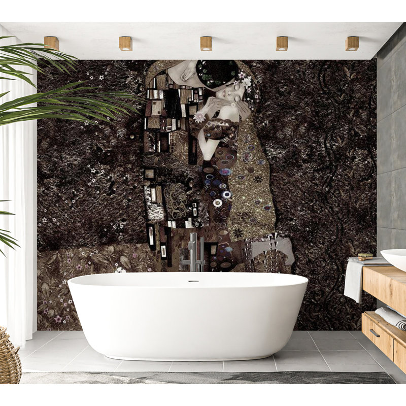 Murale abstraite pelez et collez - Klimt rappelant la tendresse, L 41 po x l 57 po