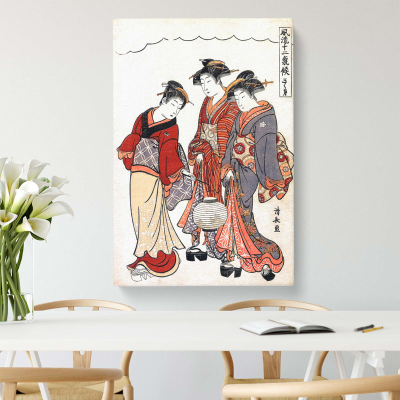 Maid & Two Geisha by Torii Kiyonaga - Wrapped Canvas Art - Wrapped Canvas, 60cm H x 40cm W x 3cm D