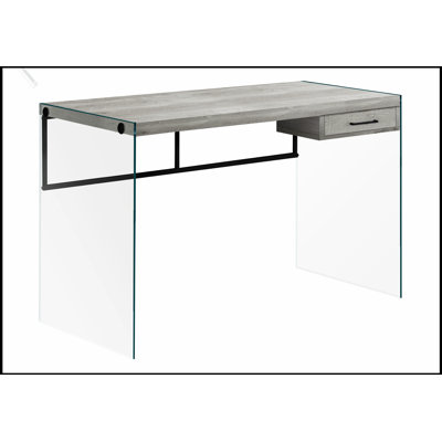 Bureau d'ordinateur moderne en verre trempé transparent avec tiroir de rangement pour bureau à domicile et ordinateur portable, conception compacte et élégante