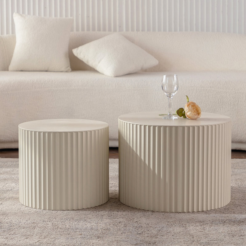 Ensemble de 2 tables basses gigognes Beige