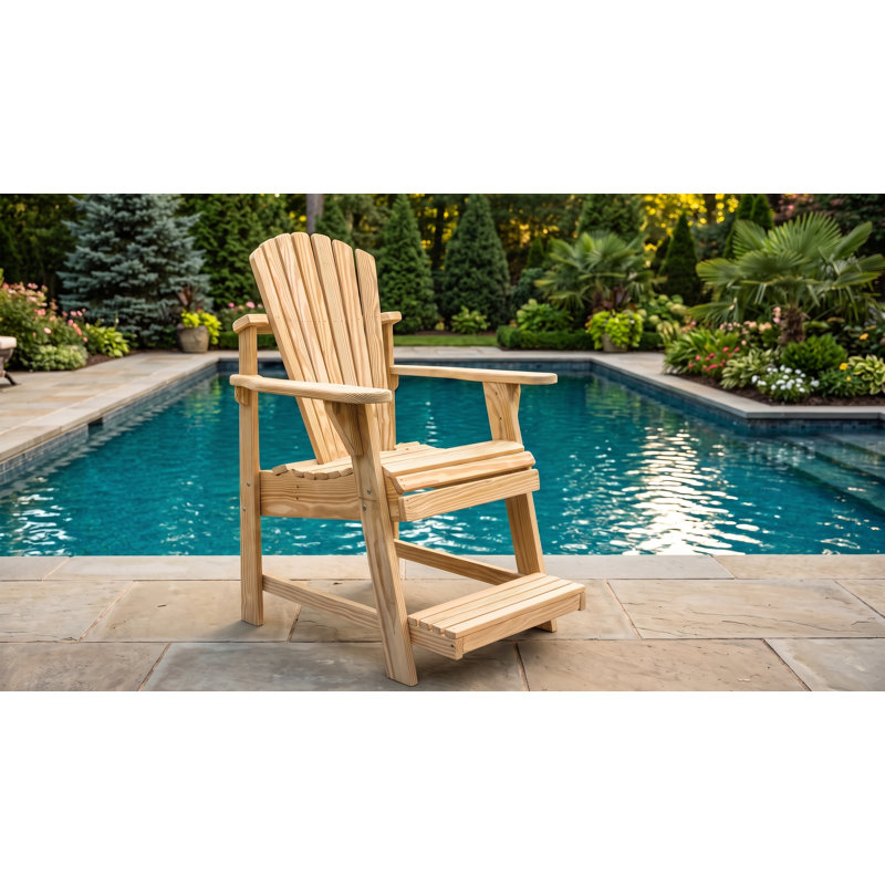 Adirondack Balcony/Pub Chair with Built on Footrest – Premium Pressure-Treated Pine, Elevated Outdoor Seating for better views over Deck, Porch, or Balcony Railings. Made in the USA