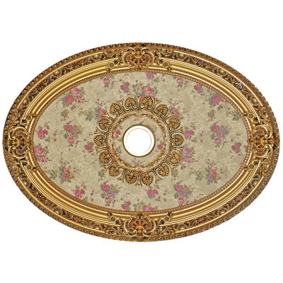 Antique Frame Floral Center Oval Ceiling Medallion