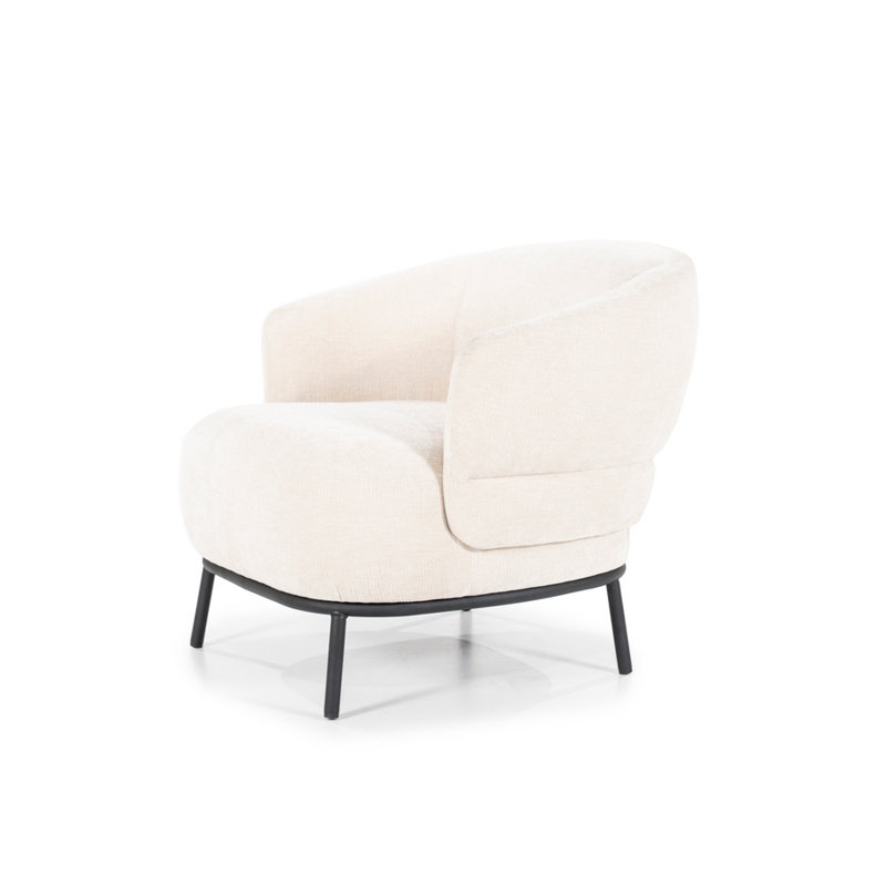 Swivel Barrel Chair, Beige Polyester