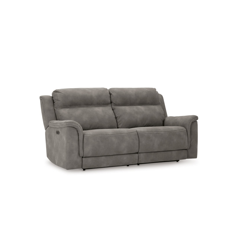 Gordils 80'' Faux Leather Power Reclining Sofa, Slate Gray