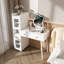 Coiffeuse avec miroir à DEL et rangement - Le bureau de maquillage blanc comprend 3 tiroirs, 2 tablettes ouvertes et 4 armoires cachées (portes transparentes) - 3 modes d'éclairage réglables - idéal pour la chambre à coucher ou le salon
