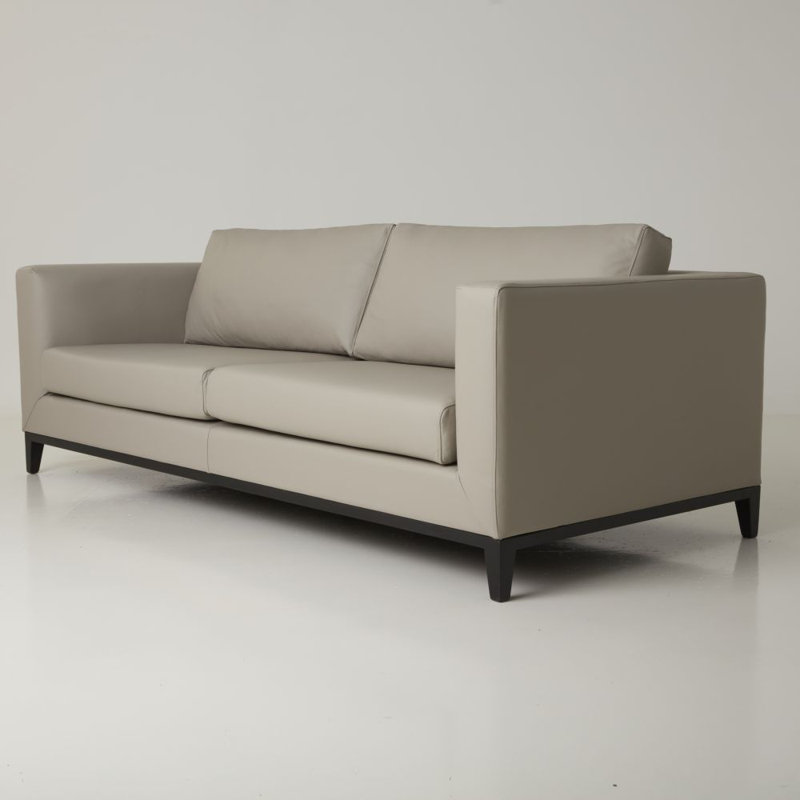 La Roux Leather Sofa, Smoke Genuine Leather, Black