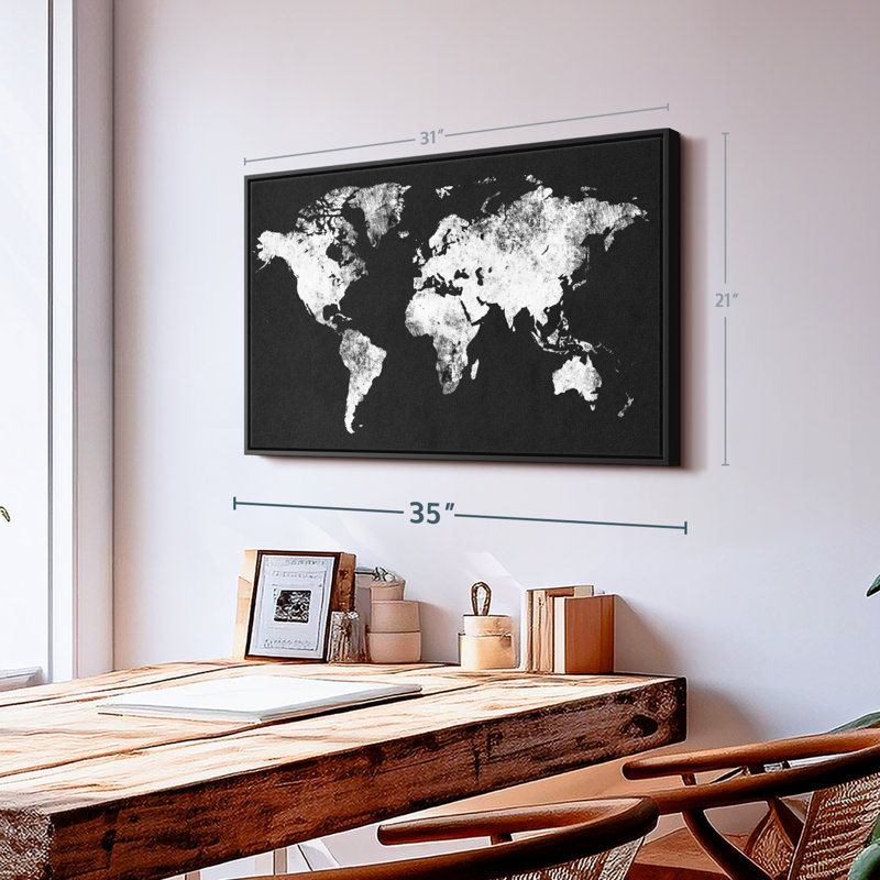 "Art mural carte noir et blanc", H 21 po x l 31 po