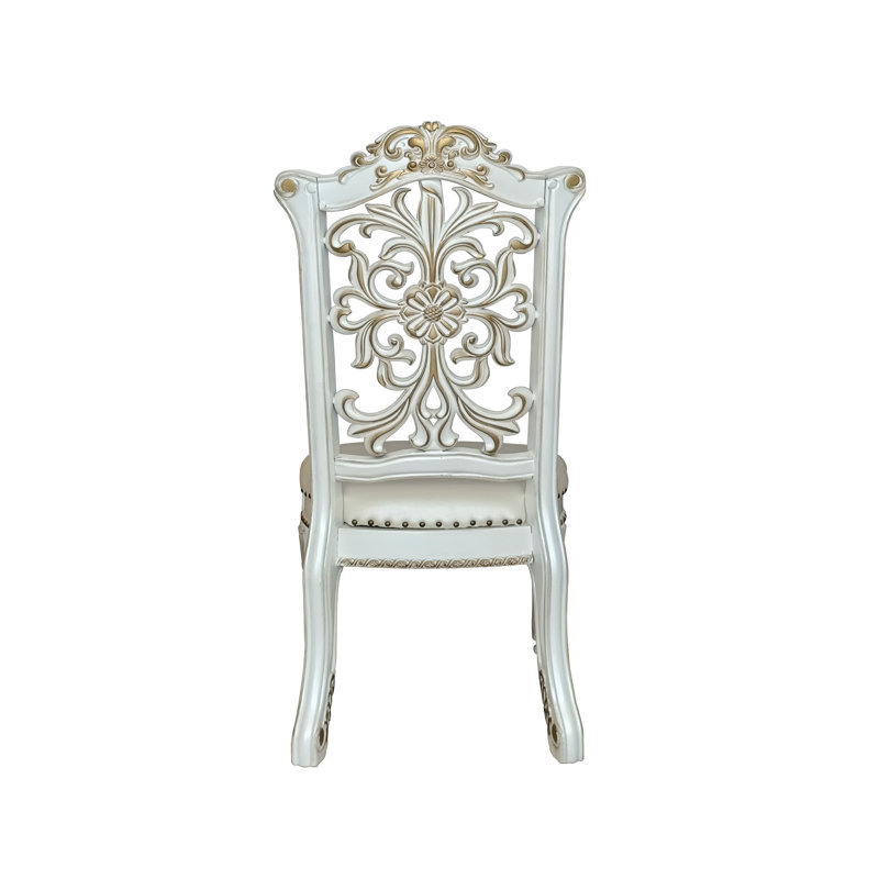 Ensemble de 2 chaises d'appoint Vendome en cuir synthétique et perle antique