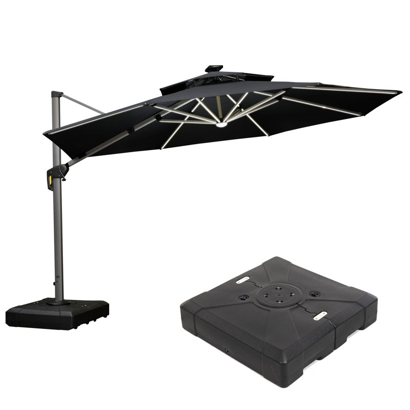 Parasol en porte-à-faux rond avec base 12 pi Manhattan gris, Gris