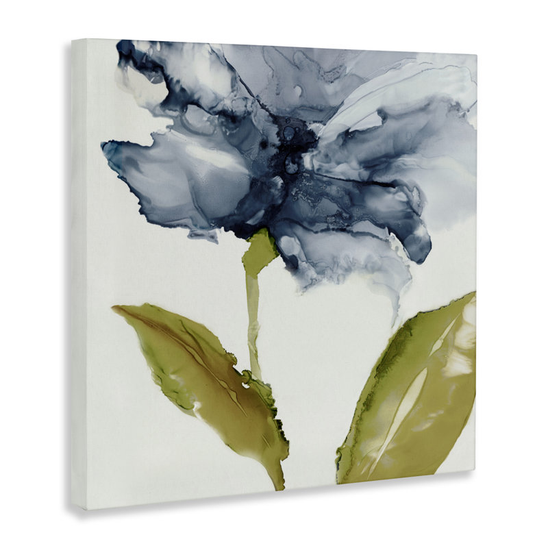 Toile abstraite avec fleur fluide, design par Jacob Q, H 17 po x l 17 po