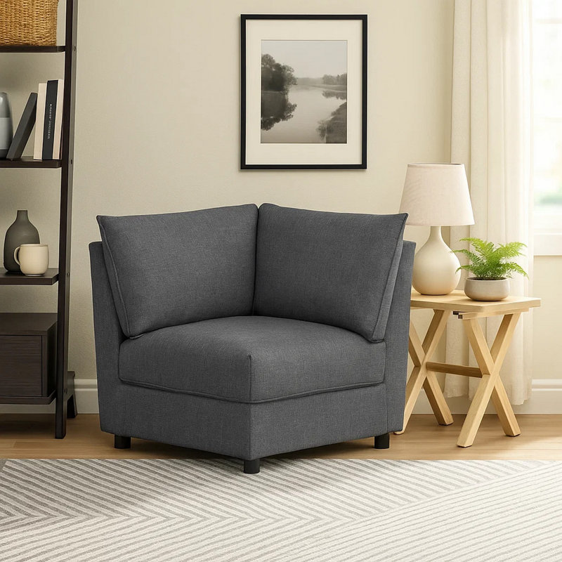 Chaise d'angle rembourrée Barely Black, Noir