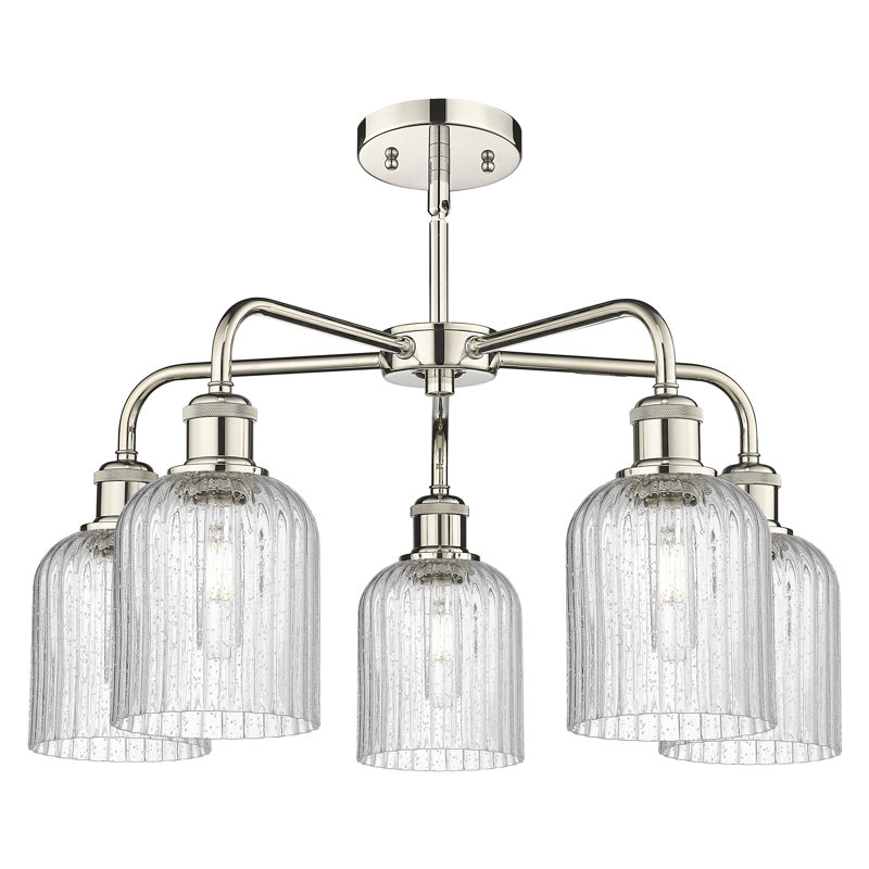 Lustre suspendu à 5 lumières de 23 po Ballston - Trig, Grainé, Nickel poli