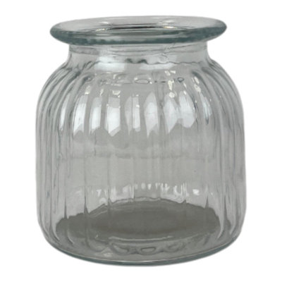 Clear Ribbed Glass Vase