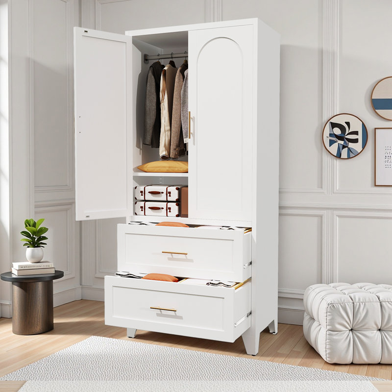 Armoire-penderie de 71 po de hauteur avec 2 tiroirs et une tringle