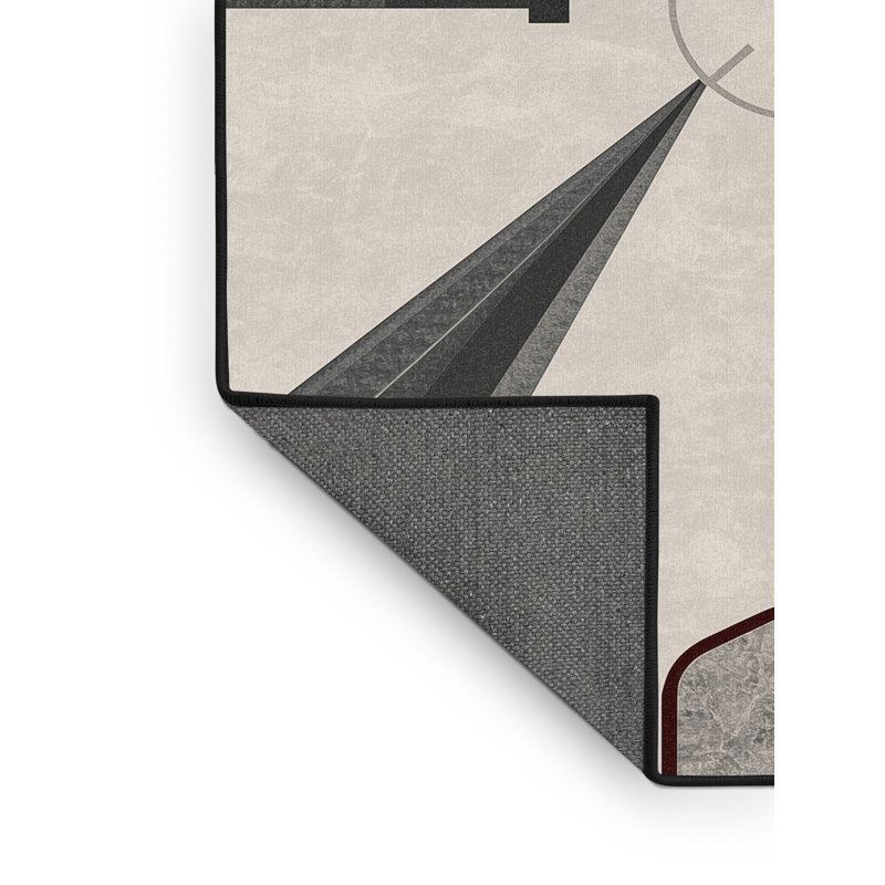 Tapis géométrique beige et doux à motif de hockey sur glace doux et moelleux Ephialtes, 5 x 8