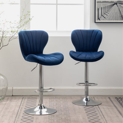 2 pièces bleues, rembourrées avec un rembourrage doux, fonction pivotante réglable, garniture d'aspect chic moderne - Hauteur pour plus de commodité