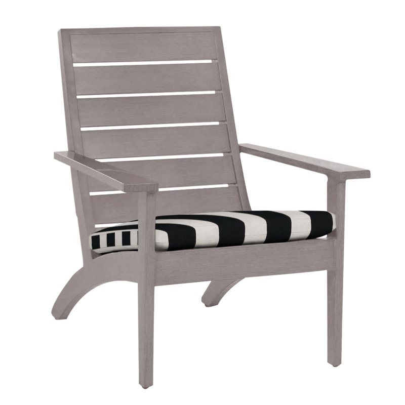 Kennebunkport Aluminum Adirondack Chair - Oyster, Oyster, No Welt, Cabana Stripe Midnight