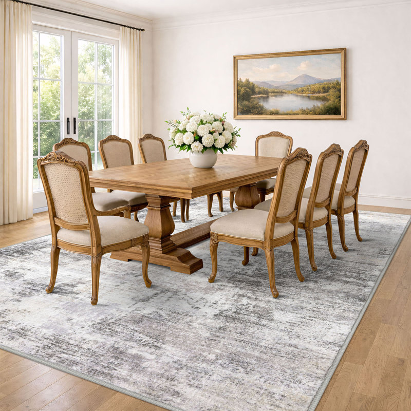 Washable Area Rugs Non Slip Bedroom Rug Living Room Rugs with Rubber Backing, Rectangle 10' x 14'