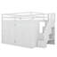 Lit mezzanine double en bois avec armoires encastrées, lit mezzanine avec armoires de rangement et tiroirs, aucun sommier nécessaire-774518849