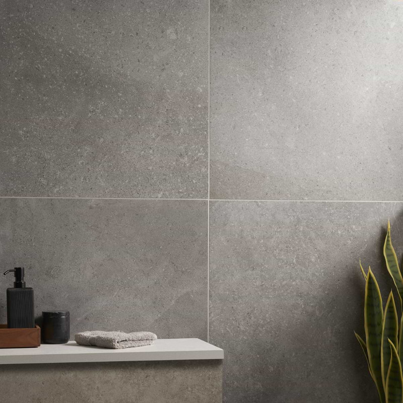 New Rock 24X24 Matte Porcelain Tile, Fossil Dark Gray