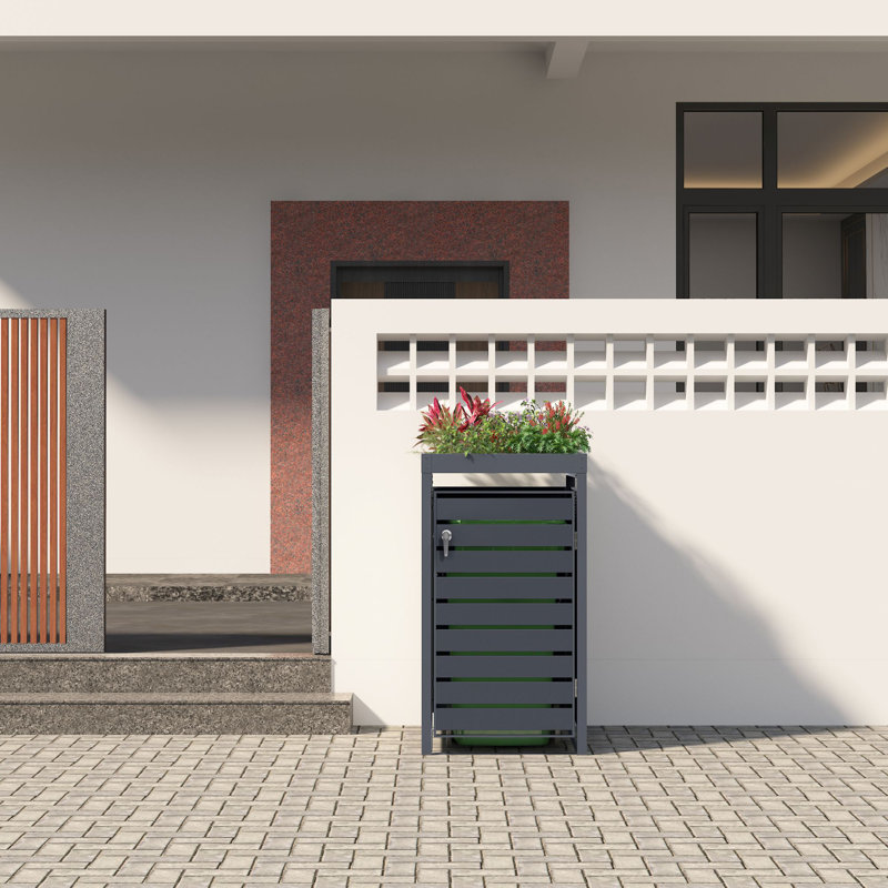 Wheelie Bin Covers Metal Single Bin Store, Anthracite