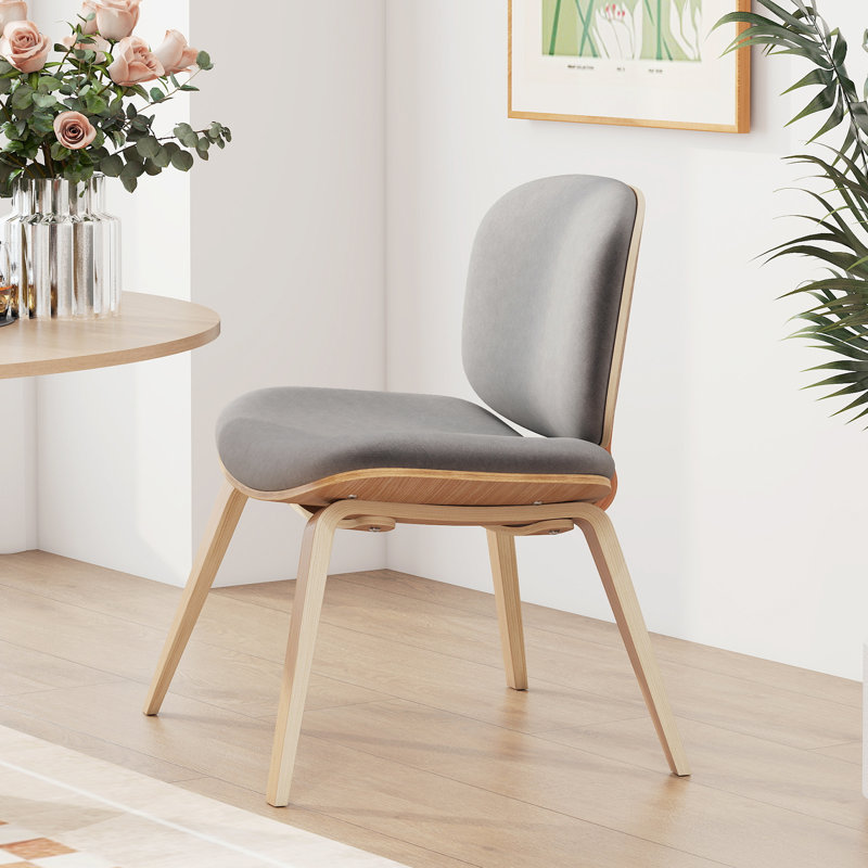 Upholstered Accent Chair, Grey Polyester/Natural