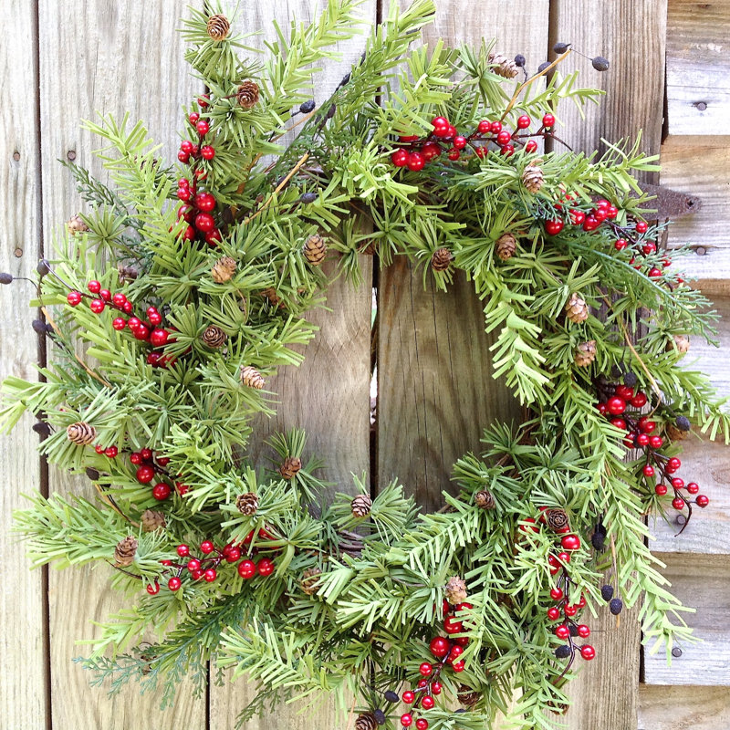 Faux Pinecones 24'' Wreath
