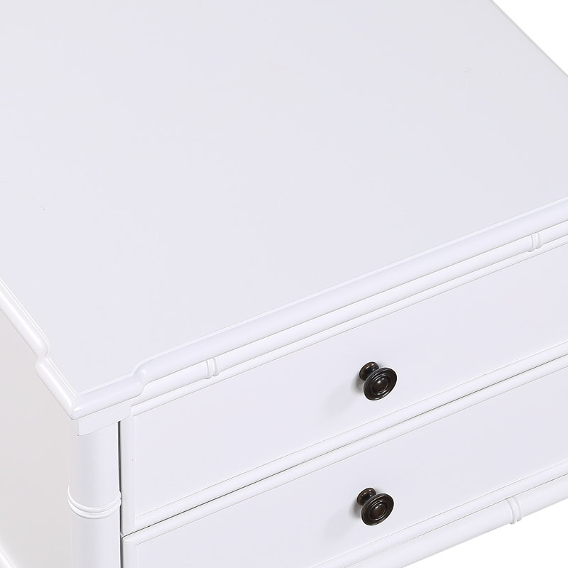 Table de chevet 2 tiroirs Emmett - Blanc (table de chevet seulement), Blanc