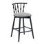 Tabouret de bar d'intérieur en bois Doria, finition noire avec revêtement gris, ensemble de 2