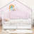 Wood House Bed with 2 Drawers, Roof Design and Guardrails-592641503-592641496