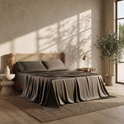 Ensemble de draps 100% rayonne de bambou 400 fils 4 pièces, draps ultra doux et respirants