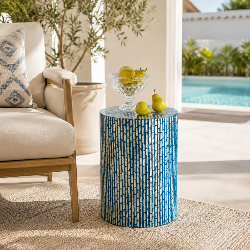 Garden Capiz Stool, Accent Side Table