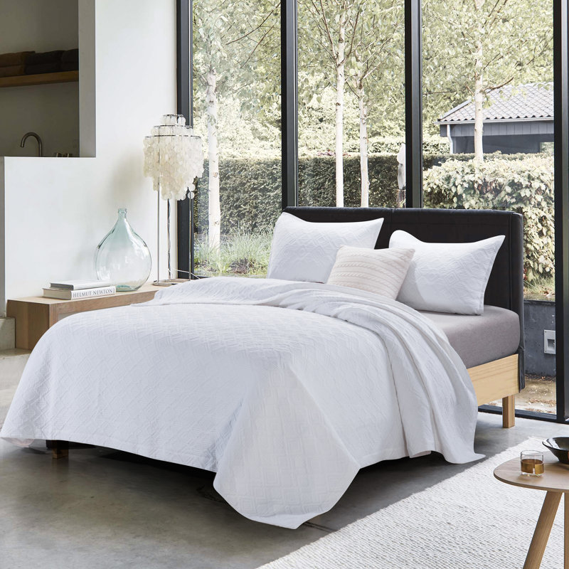  Couvre-lit 100% coton matelassé, Couvre-lit grand + 2 taies
