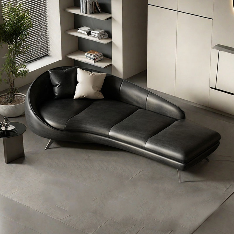 Chaise longue d'intérieur moderne et minimaliste, Orienté à gauche (vu de face), Noir