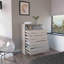 Commode 4 tiroirs Pérou, plateau supérieur, 1 tablette ouverte - gris clair / blanc
