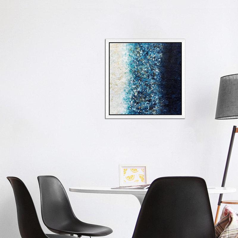 Sapphire Blaze by Nikki Chauhan - Floater Frame Painting on Canvas, White, 66.04 cm H x 66.04 cm W