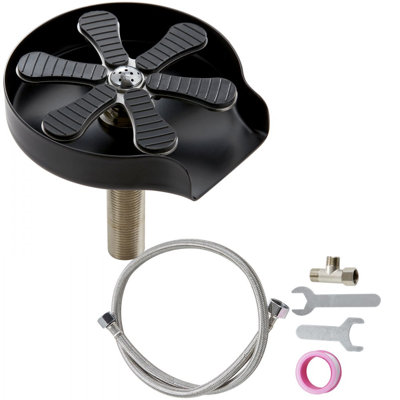 Rince-verre, 10 puissants gicleurs rotatifs à 360 ° pour lavabo, laveuse de gobelets en acier inoxydable 304 et coussin antidérapant en silicone pour biberon, gobelet en verre, verre à vin (base noir mat)