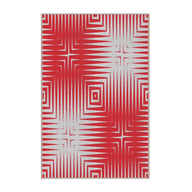 Tapis rouge/blanc à motifs Thorfinn, Rectangle 5 pi x 7 pi