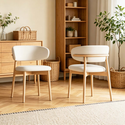 Ensemble de 2 chaises de salle à manger en cuir de polyuréthane de style Mid-Century, cadre en bois de frêne avec dossier incurvé pour la cuisine, la salle à manger et le salon