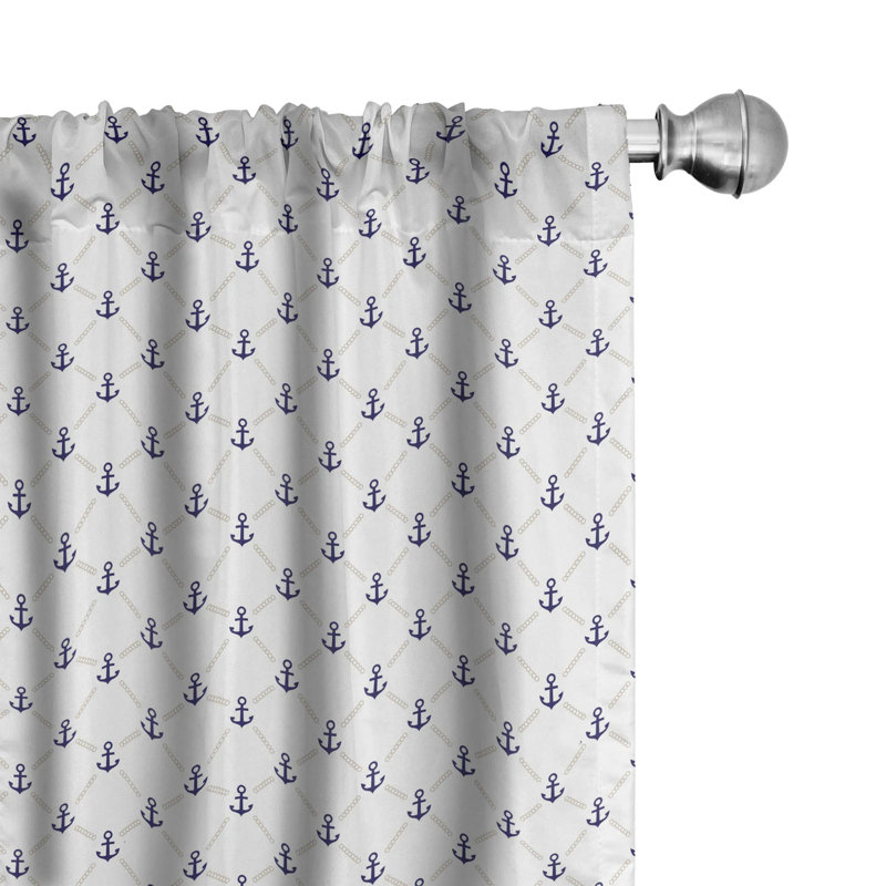 Ambesonne Anchor Geometric Semi-Sheer Rod Pocket Curtain Panels (Set of 2)