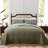 3-Piece Queen Size Quilt Set - Lightweight Microfiber Bedspread & 2 Pillow Shams, Olive Green Aztec Boho Pattern, Oversized 90x98 Inches, All-Season Bed Cover-122570587-122570586