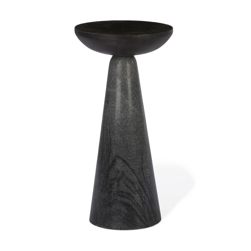 Manya Solid Wood Top End Table, Black