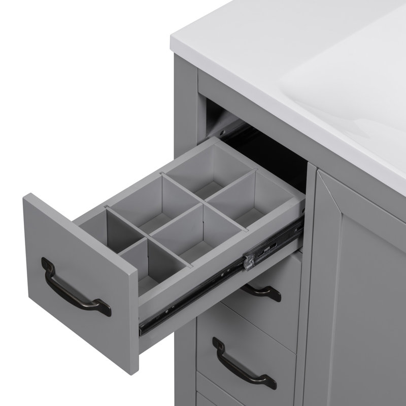 Meuble-lavabo 36 po sans lavabo, Gris, Noir