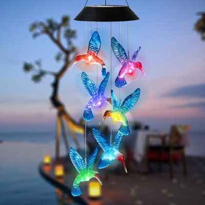 garden light Solar Blue Hummingbird Wind Chime Lights LED Hummingbird Garden Solar Wind Chime Lights  Lights Garden Lights